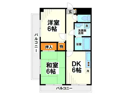 菊野台KYハイツ(2DK/6階)の間取り写真