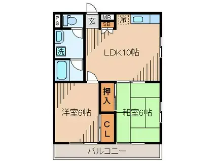 ミヤタハウス(2LDK/1階)の間取り写真