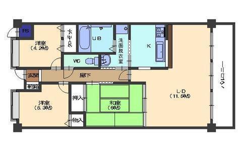 川端壱番館(3LDK/3階)の間取り写真