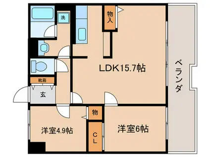 メゾンファミーユ(2LDK/2階)の間取り写真