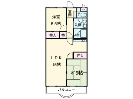 コンフォートシティFUKUROI(2LDK/4階)の間取り写真
