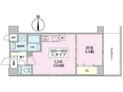 コージーコート ザ ヨコハマ(1LDK/3階)の間取り写真