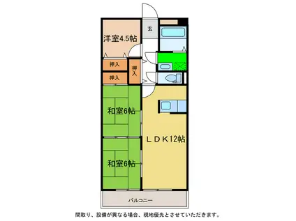 グリーンピア津乃峰(3LDK/2階)の間取り写真