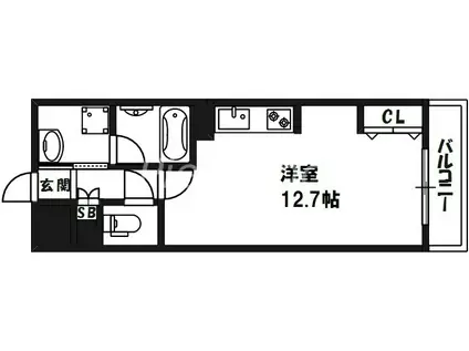 インプルーブ天六(1DK/7階)の間取り写真