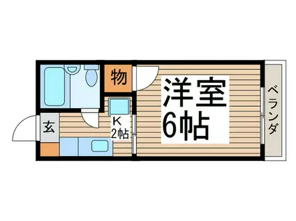 ベルゾーネHK(1K/2階)の間取り写真
