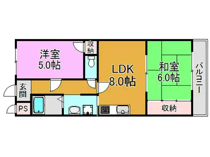 G.COURT東大阪168(2LDK/6階)の間取り写真