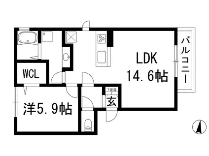 カーサコモドⅢ(1LDK/2階)の間取り写真