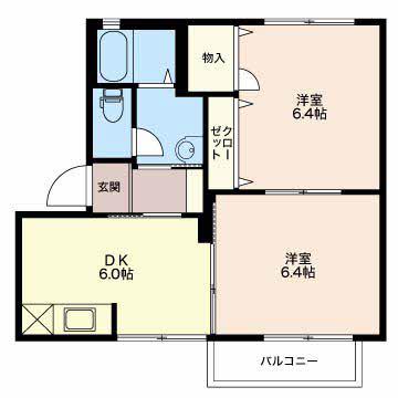 コンフォートC C201(2DK/2階)の間取り写真