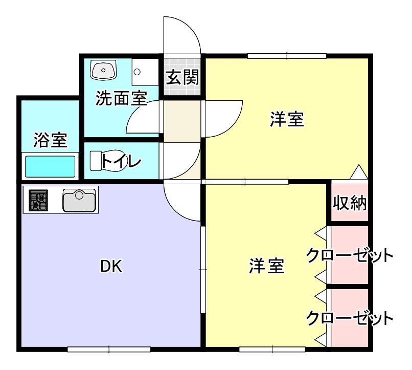 ハイツ石井(2DK/2階)の間取り写真
