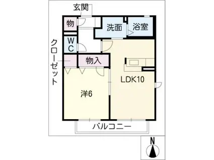 サニーテラス向陽(1LDK/2階)の間取り写真