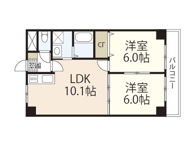 ホワイトストーン白石(2LDK/6階)の間取り写真