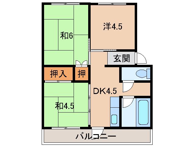 プレミアムハイツ榎原(3DK/3階)の間取り写真
