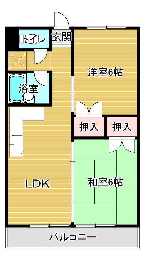 山之尻マンション(2DK/4階)の間取り写真
