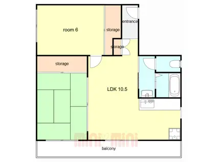 再度ハイツ(2LDK/6階)の間取り写真