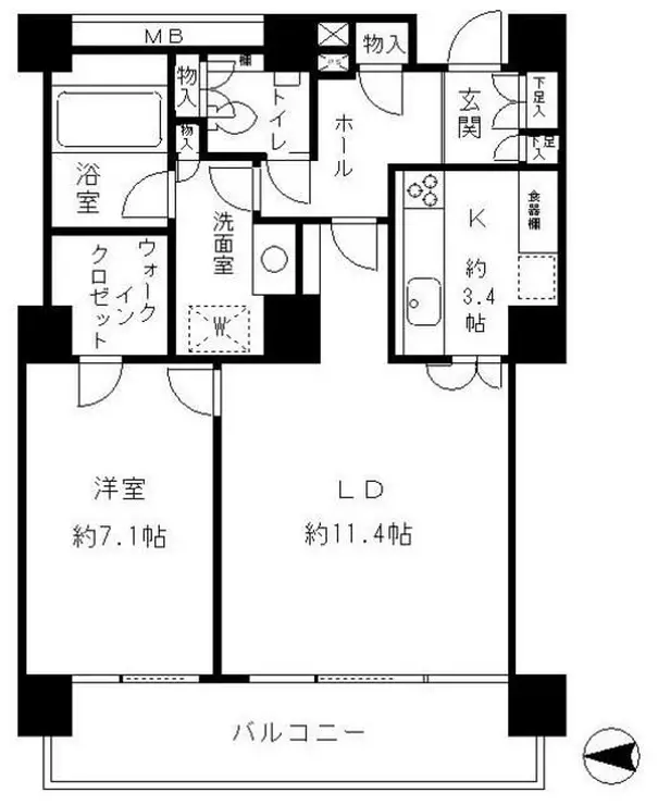 リバーポイントタワー 16階階 間取り