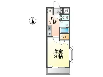 グリーンコートTAMARU(1K/2階)の間取り写真