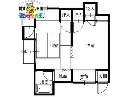 松島コーポ(1DK/2階)の間取り写真