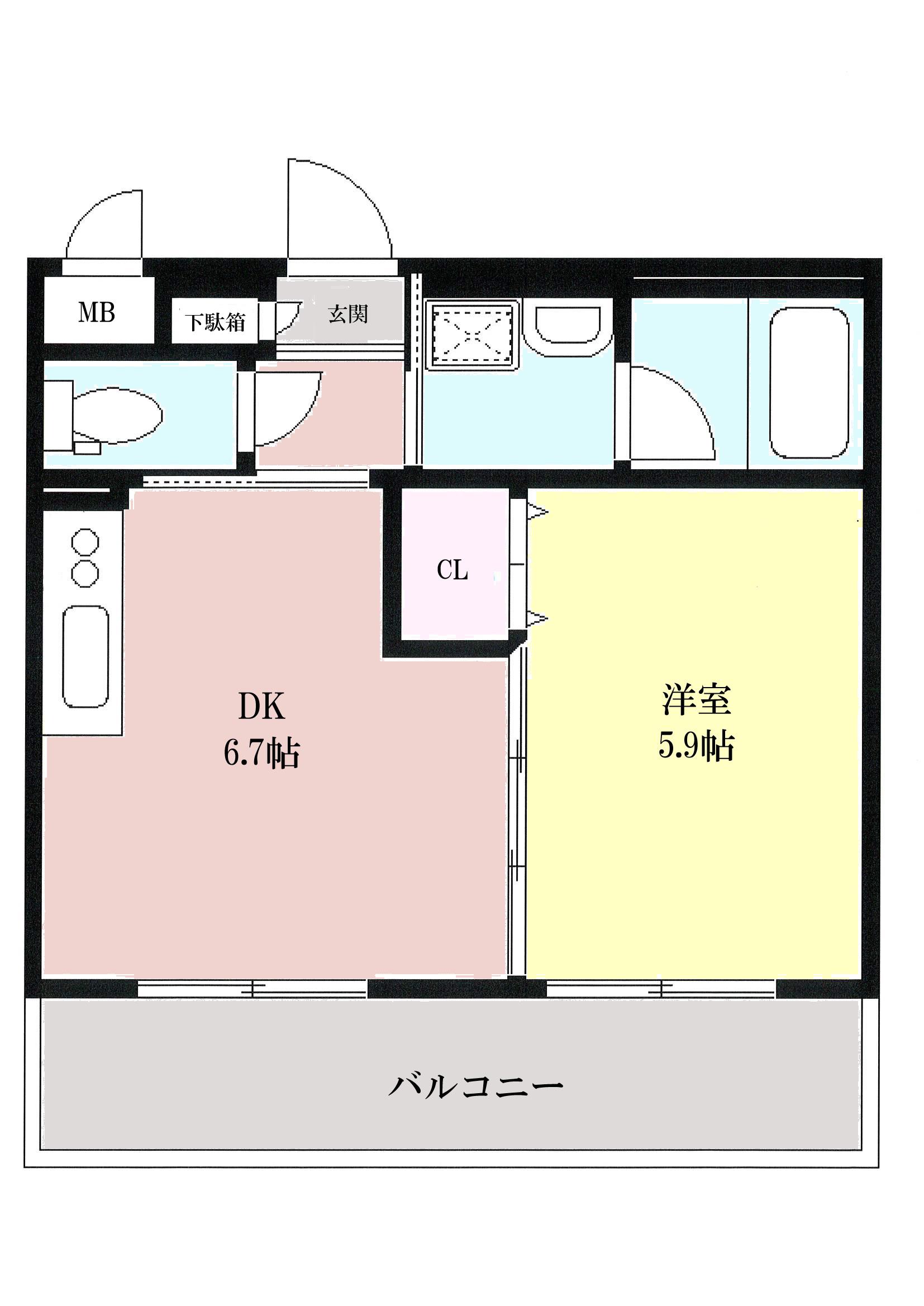 北斗マンション(1DK/2階)の間取り写真