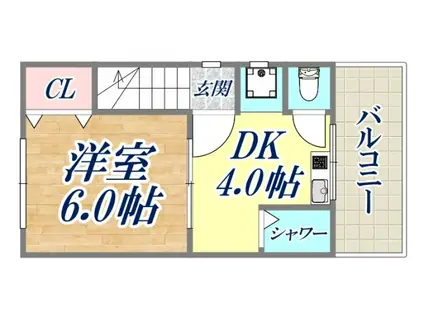 カーサ原田通(ワンルーム/2階)の間取り写真