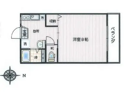 チェリーテラス(1K/2階)の間取り写真