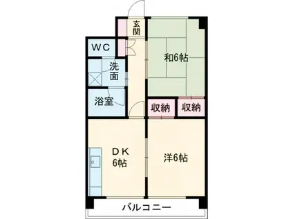 レジデンスRS(2DK/4階)の間取り写真