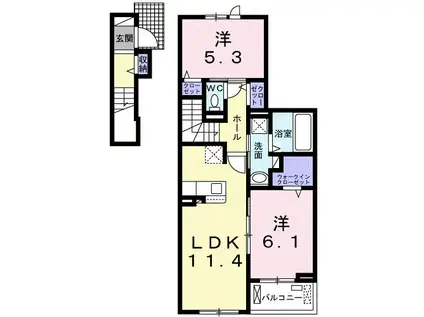 ラ・フェリーチェI(2LDK/2階)の間取り写真