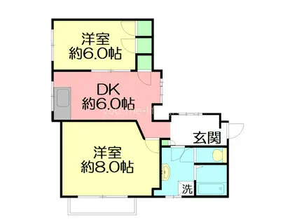 ワイワイスクエア(2DK/3階)の間取り写真