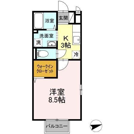 コージーコート(1K/1階)の間取り写真