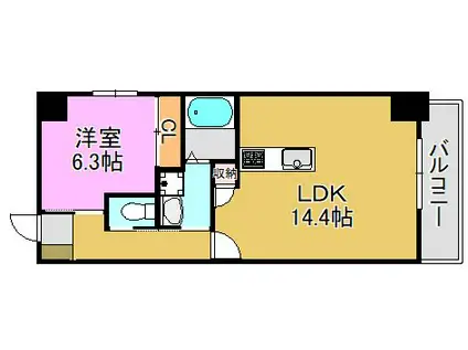 レーヴメゾン出屋敷(1LDK/15階)の間取り写真