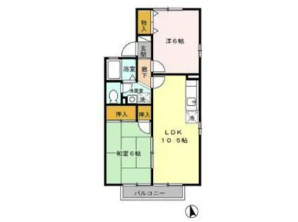 セジュールみなみ(2LDK/2階)の間取り写真