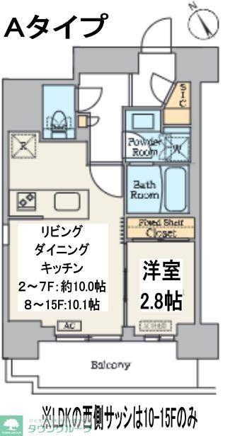 クレストコート門前仲町(1LDK/10階)の間取り写真