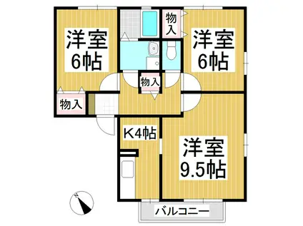 セジュールイズミC(2LDK/1階)の間取り写真