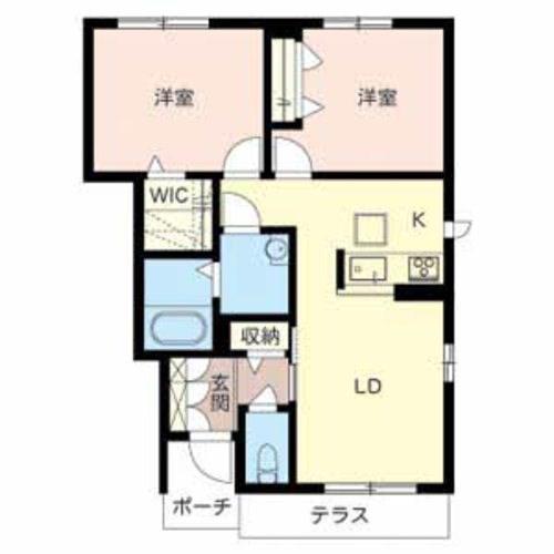 プロヌーブ砥堀(2LDK/1階)の間取り写真