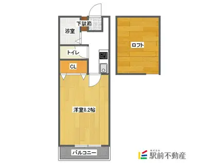 レモンバームⅠ(1K/1階)の間取り写真