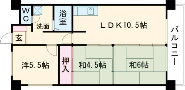 アルベール本町(3LDK/6階)の間取り写真