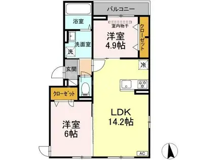 ベルメゾンⅦ(2LDK/2階)の間取り写真