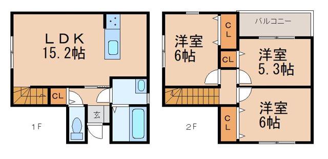 シアラ内原III(3LDK/1階)の間取り写真