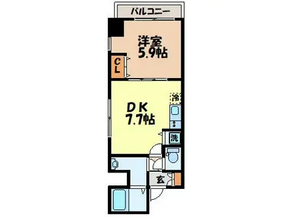 エススリーでじま(1DK/8階)の間取り写真