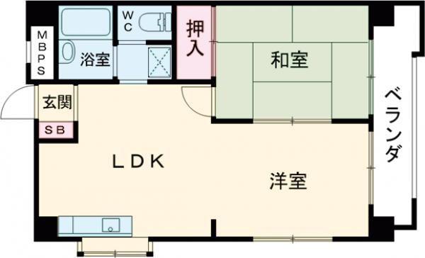 スカイハイツ石黒(1LDK/3階)の間取り写真