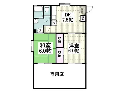 VILLA湘南III(2DK/1階)の間取り写真