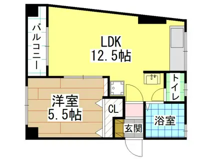 中津口小住ビル(1LDK/3階)の間取り写真