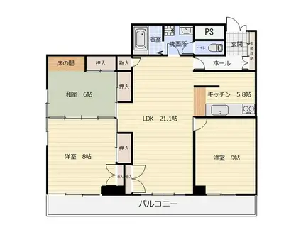 和三柴ビル(3LDK/4階)の間取り写真