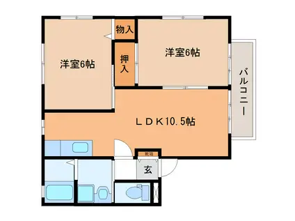 クレセントA(2LDK/2階)の間取り写真