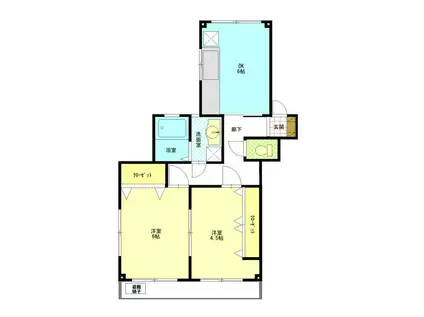 エスポワール(2DK/2階)の間取り写真