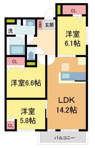 ヴェラ アズール(3LDK/2階)の間取り写真