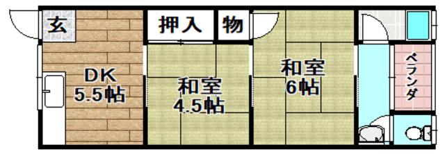 ハイバレーコーポ(2DK/2階)の間取り写真