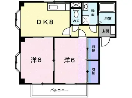 ヴィラマリン(2DK/1階)の間取り写真