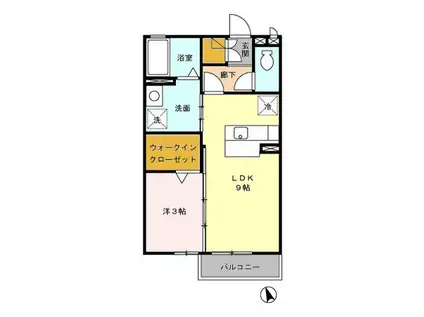 ラフィーネII(1LDK/2階)の間取り写真