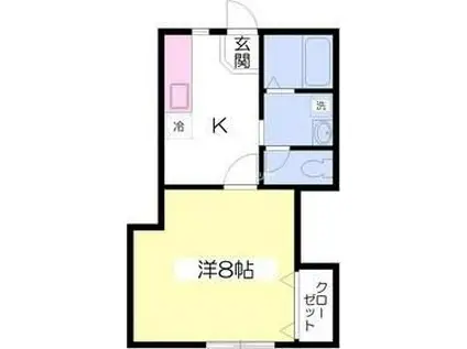 ブランドール高峯弐号館(1DK/2階)の間取り写真