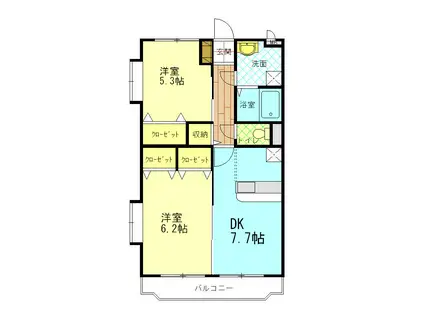 グレイスコート(2DK/2階)の間取り写真